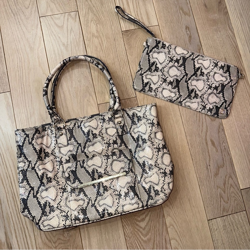 Anne Klein Snakeskin Print Shoulder Bag